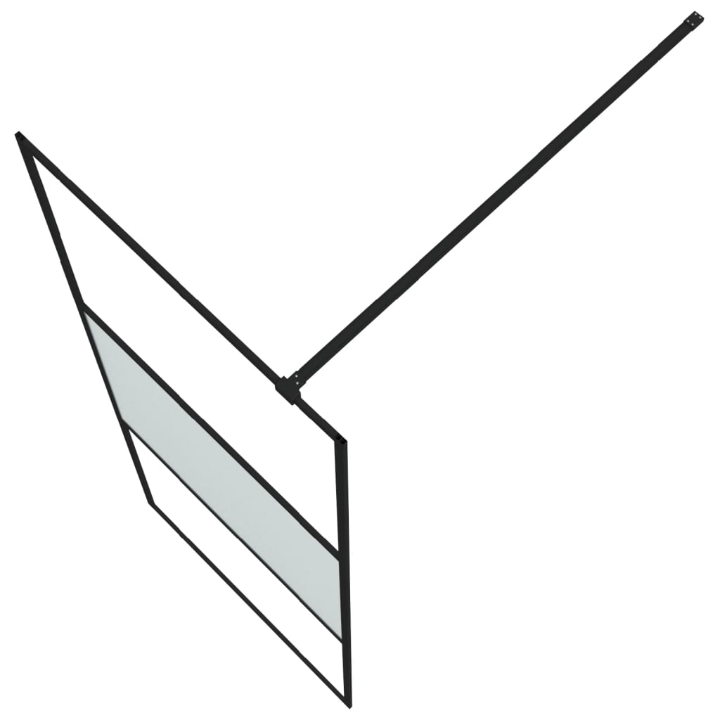 Pregrada za tuš crna 80 x 195 cm s napola mutnim staklom ESG