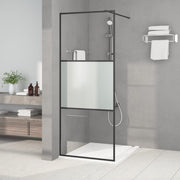 Pregrada za tuš crna 80 x 195 cm s napola mutnim staklom ESG