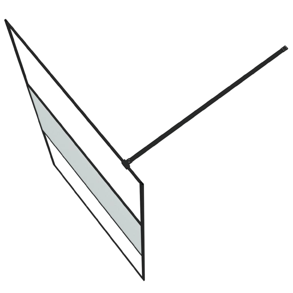 Pregrada za tuš crna 115 x 195 cm s napola mutnim staklom ESG