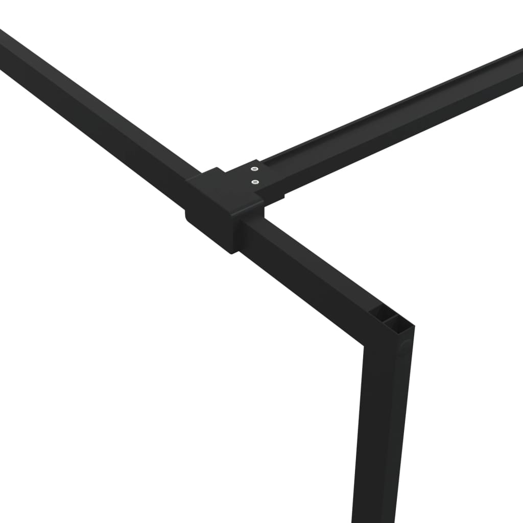 Pregrada za tuš crna 115 x 195 cm s napola mutnim staklom ESG