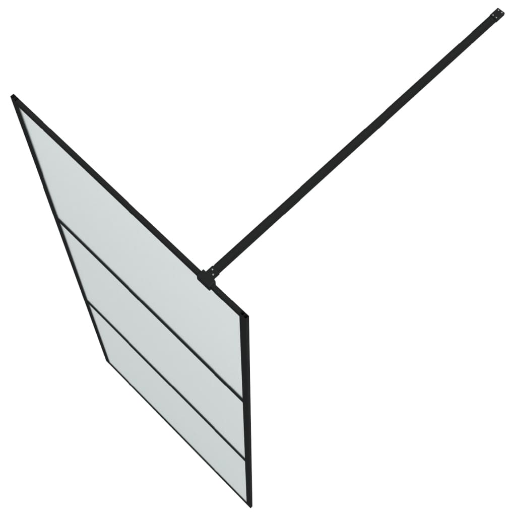 Pregrada za tuš crna 80 x 195 cm s mutnim staklom ESG