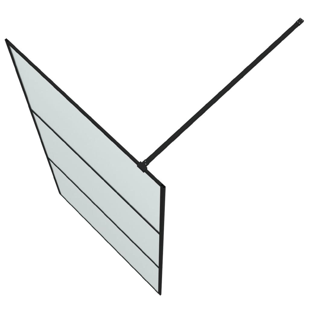 Pregrada za tuš crna 100 x 195 cm s mutnim staklom ESG