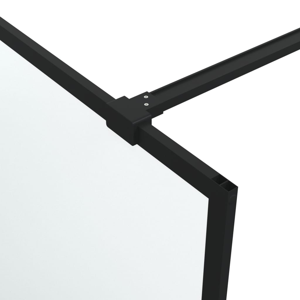 Pregrada za tuš crna 100 x 195 cm s mutnim staklom ESG