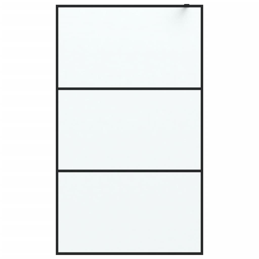 Pregrada za tuš crna 115 x 195 cm s mutnim staklom ESG