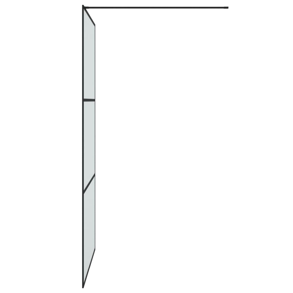 Pregrada za tuš crna 115 x 195 cm s mutnim staklom ESG