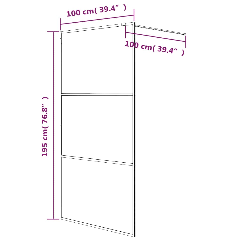 Pregrada za tuš srebrna 100 x 195 cm s prozirnim staklom ESG