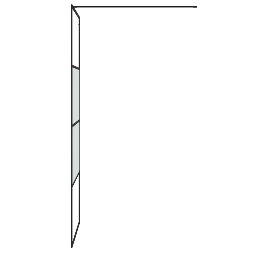 Pregrada za tuš crna 80 x 195 cm s napola mutnim staklom ESG