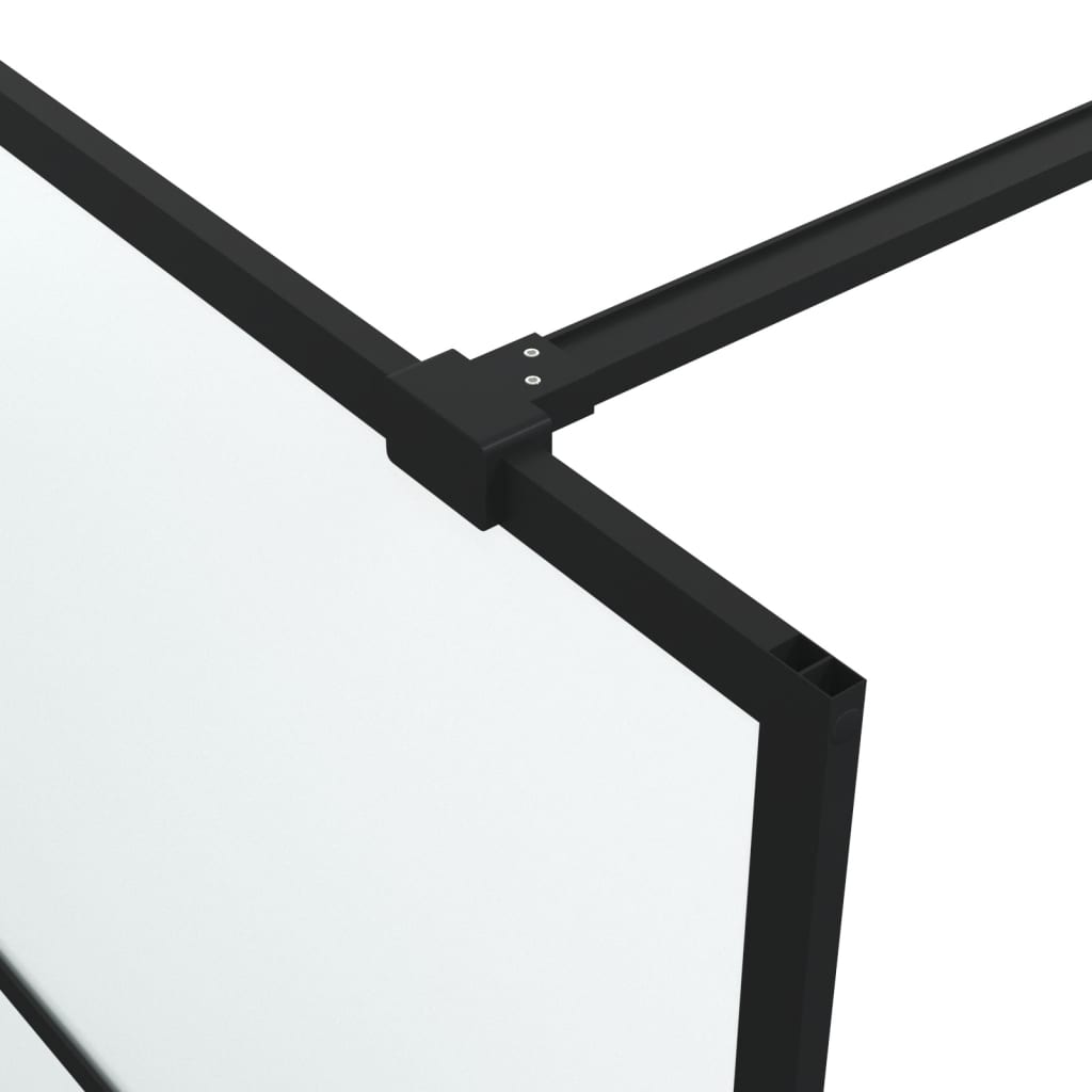 Pregrada za tuš crna 80 x 195 cm s mutnim staklom ESG