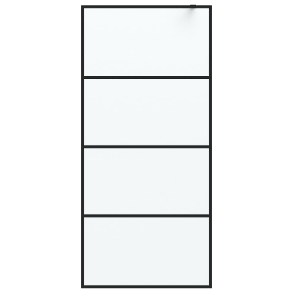 Pregrada za tuš crna 90 x 195 cm s mutnim staklom ESG