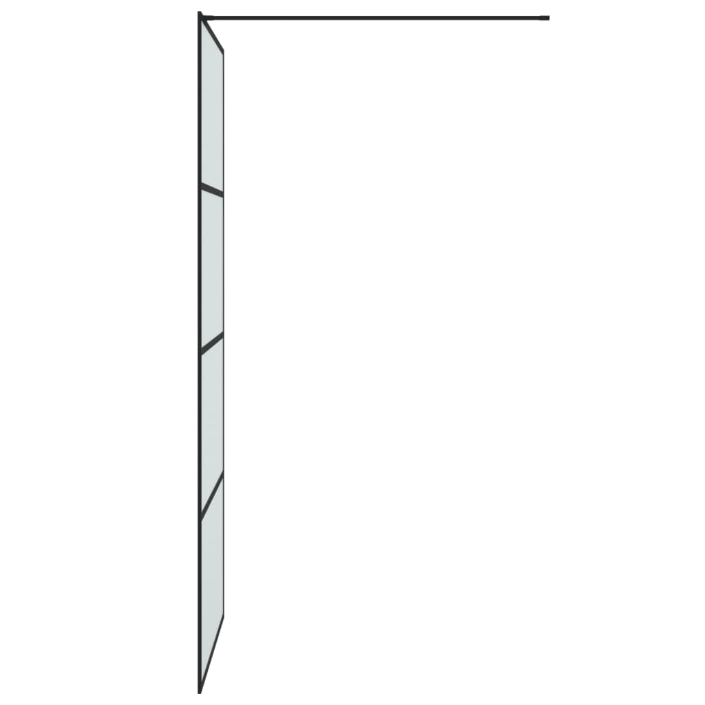 Pregrada za tuš crna 90 x 195 cm s mutnim staklom ESG