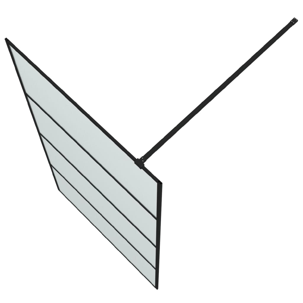 Pregrada za tuš crna 100 x 195 cm s mutnim staklom ESG