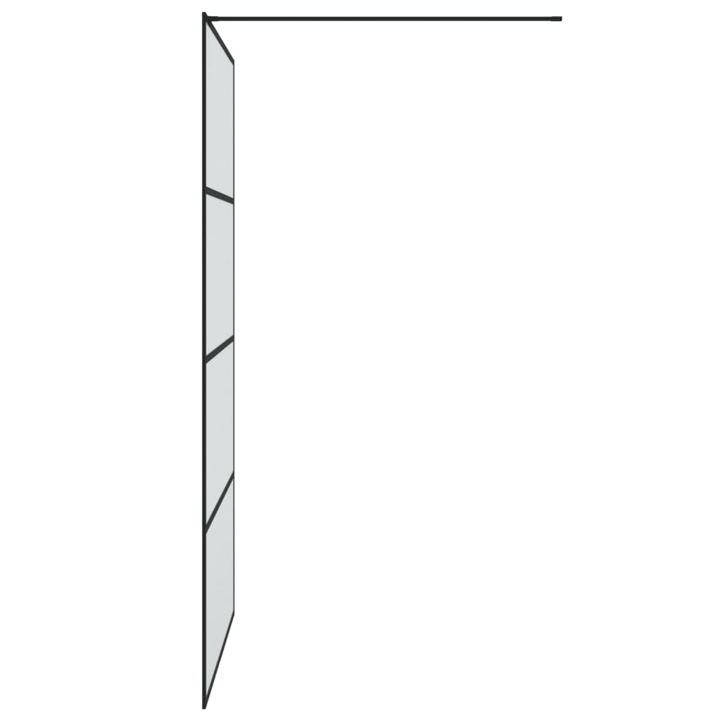 Pregrada za tuš crna 115 x 195 cm s mutnim staklom ESG