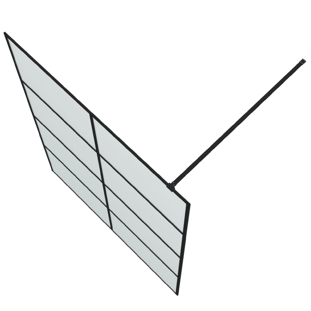 Pregrada za tuš crna 140 x 195 cm s mutnim staklom ESG