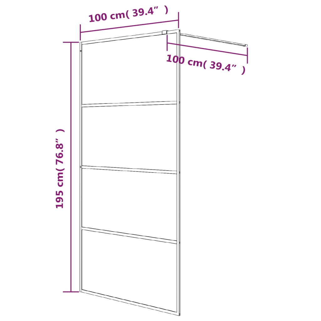 Pregrada za tuš srebrna 100 x 195 cm s prozirnim staklom ESG