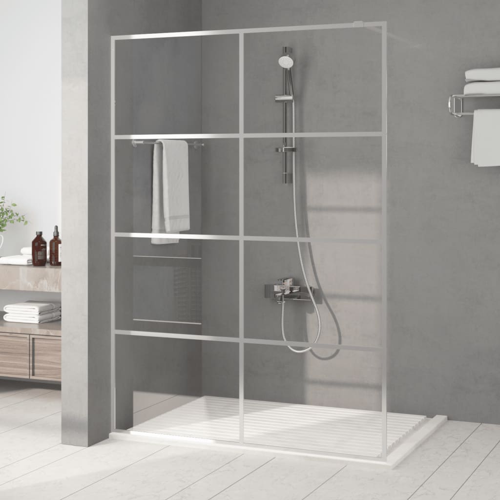 Pregrada za tuš srebrna 140 x 195 cm s prozirnim staklom ESG