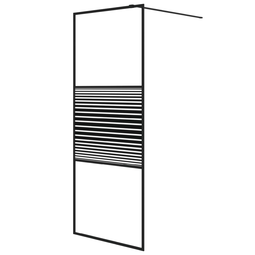 Pregrada za tuš crna 80 x 195 cm s prozirnim staklom ESG