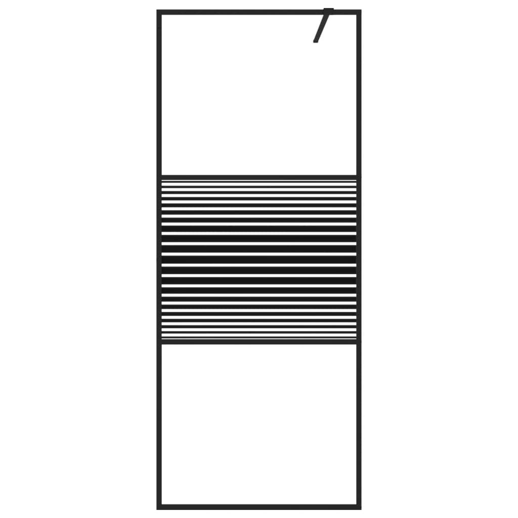 Pregrada za tuš crna 80 x 195 cm s prozirnim staklom ESG