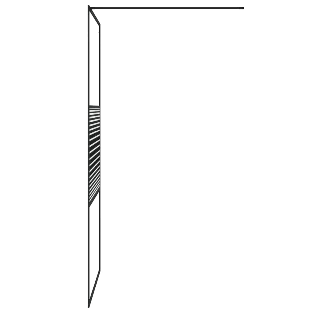 Pregrada za tuš crna 100 x 195 cm s prozirnim staklom ESG