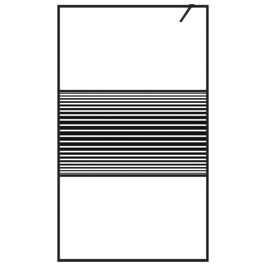 Pregrada za tuš crna 115 x 195 cm s prozirnim staklom ESG