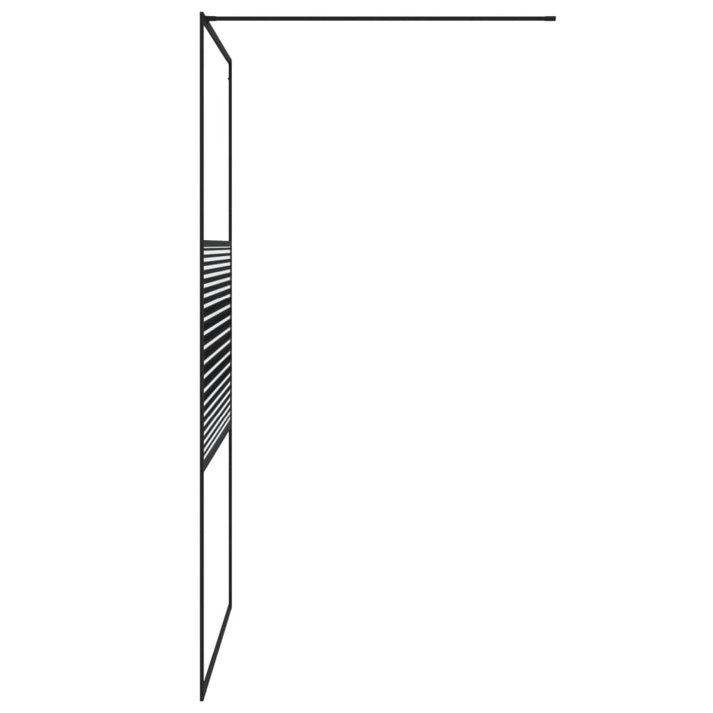 Pregrada za tuš crna 115 x 195 cm s prozirnim staklom ESG