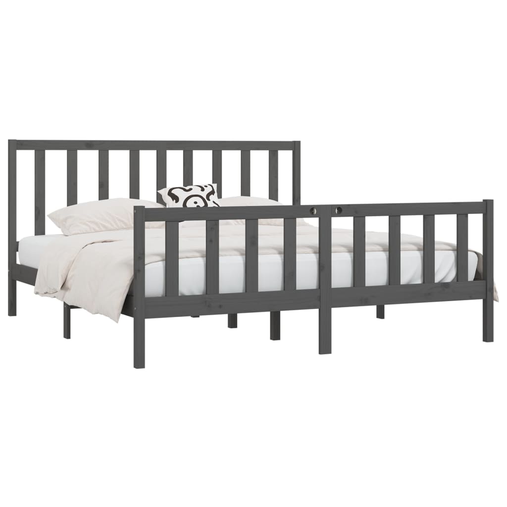 Okvir za krevet od masivne borovine sivi 200 x 200 cm