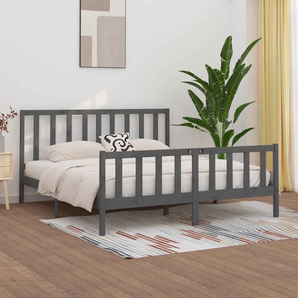 Okvir za krevet od masivne borovine sivi 200 x 200 cm