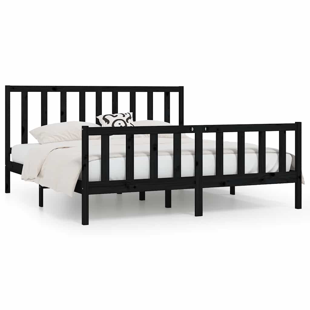 Okvir za krevet od masivnog drva crni 200 x 200 cm