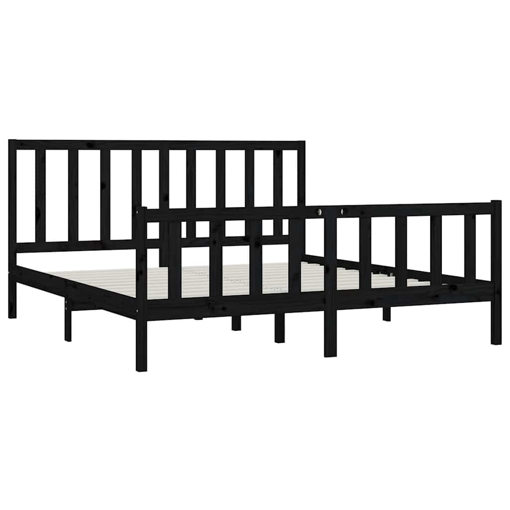 Okvir za krevet od masivnog drva crni 200 x 200 cm