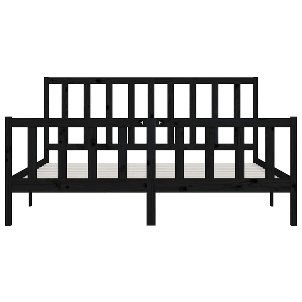 Okvir za krevet od masivnog drva crni 200 x 200 cm