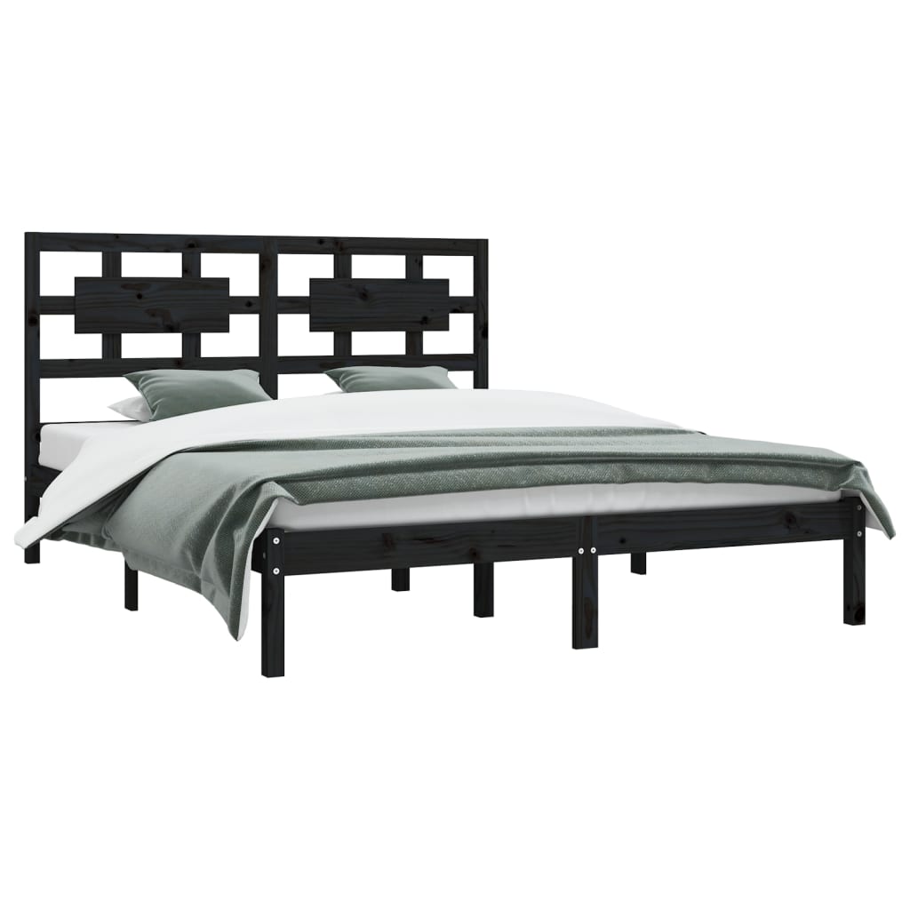 Okvir za krevet od masivne borovine crni 200 x 200 cm