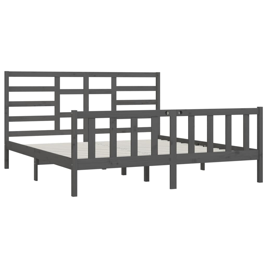 Okvir za krevet od masivne borovine sivi 200 x 200 cm