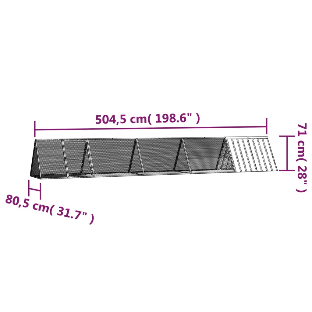 Kavez za zečeve antracit 504,5x80,5x71 cm pocinčani čelik
