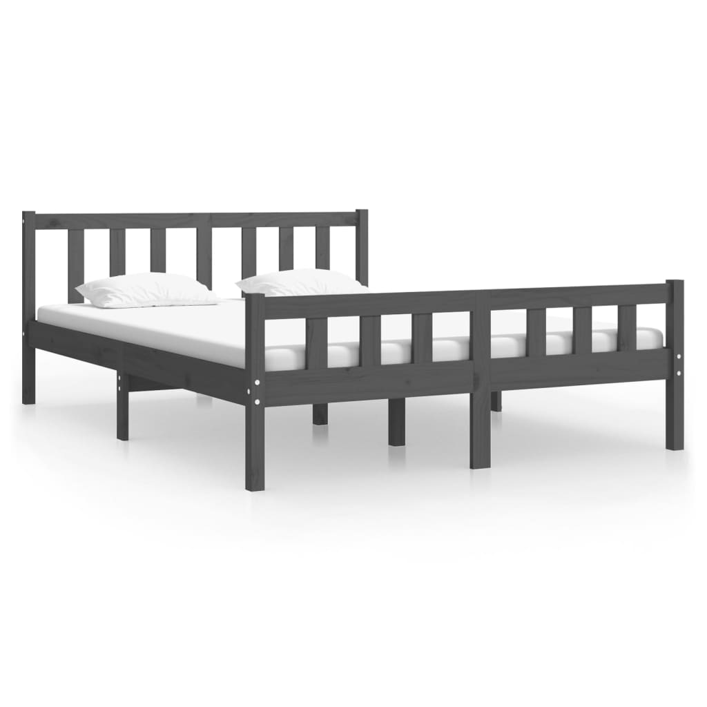Okvir za krevet od masivnog drva sivi 140 x 190 cm
