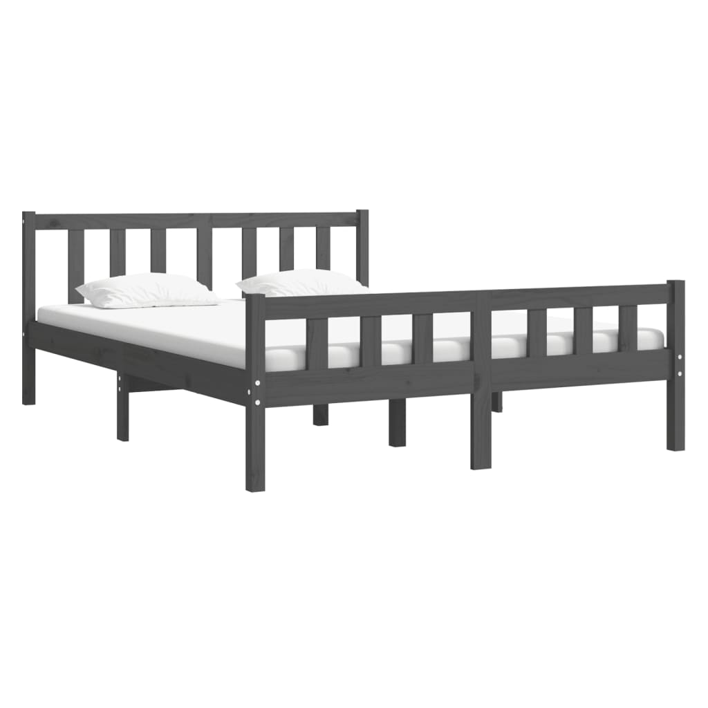 Okvir za krevet od masivnog drva sivi 140 x 190 cm