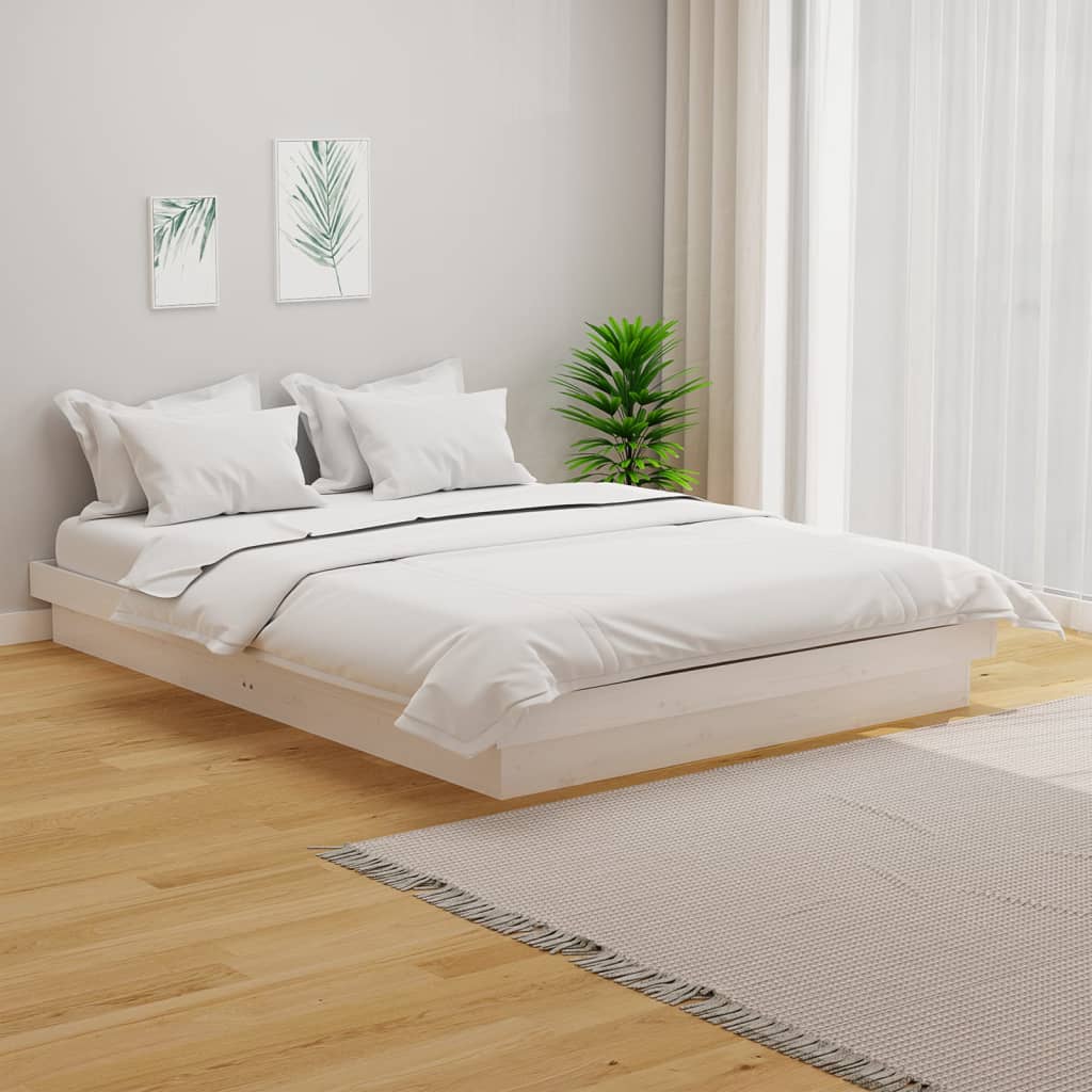 Okvir za krevet od masivne borovine bijeli 150 x 200 cm king
