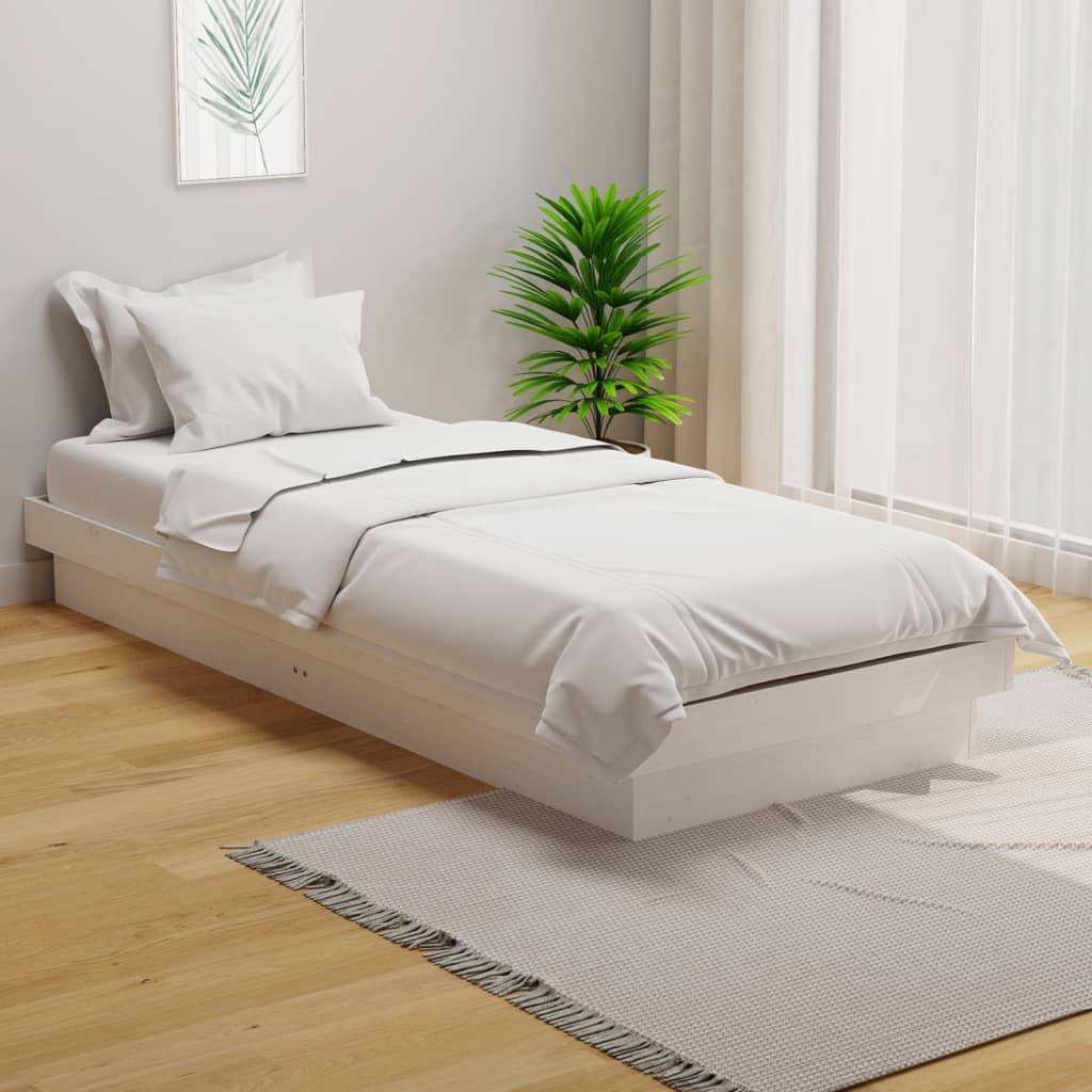 Okvir za krevet od masivnog drva bijeli 75 x 190 cm mali