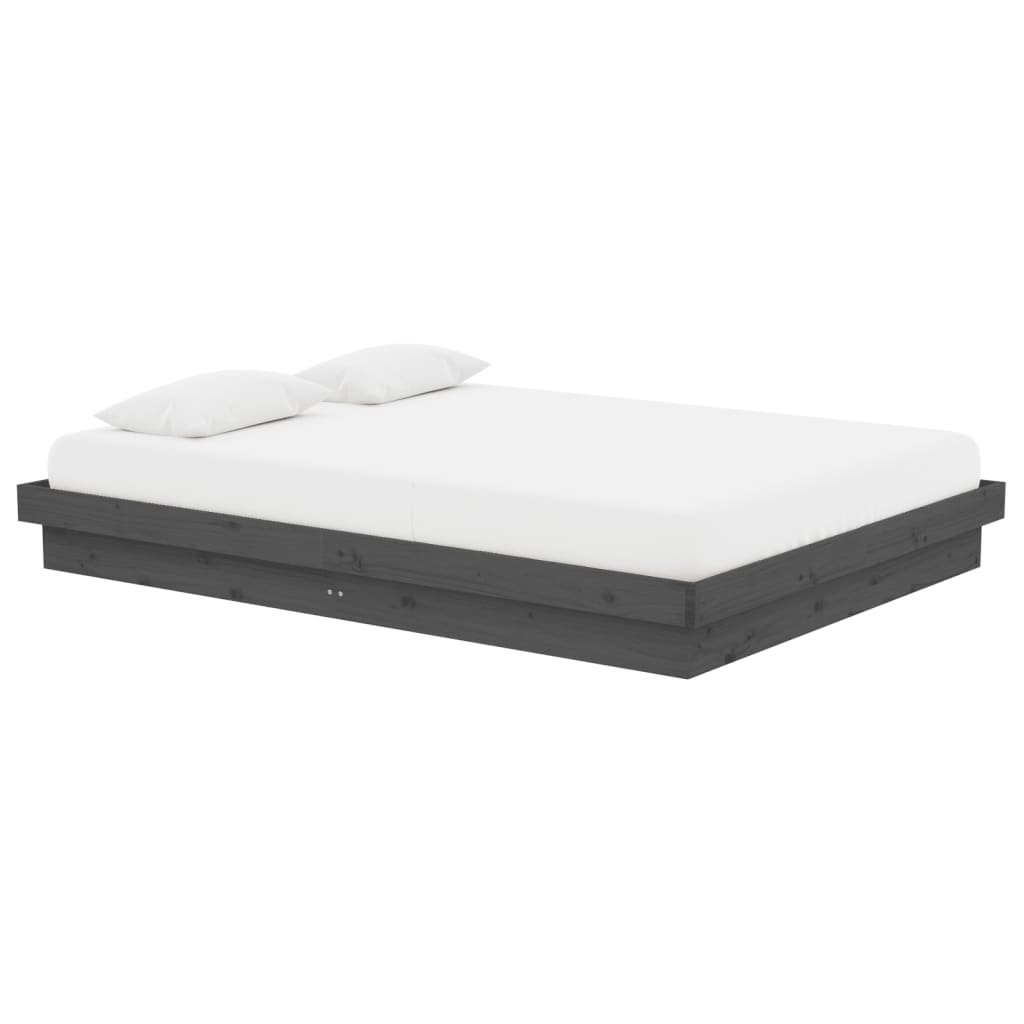Okvir za krevet od masivnog drva sivi 140 x 190 cm