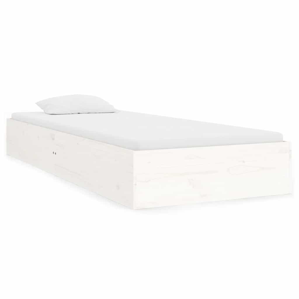 Okvir za krevet od masivnog drva bijeli 75 x 190 cm mali