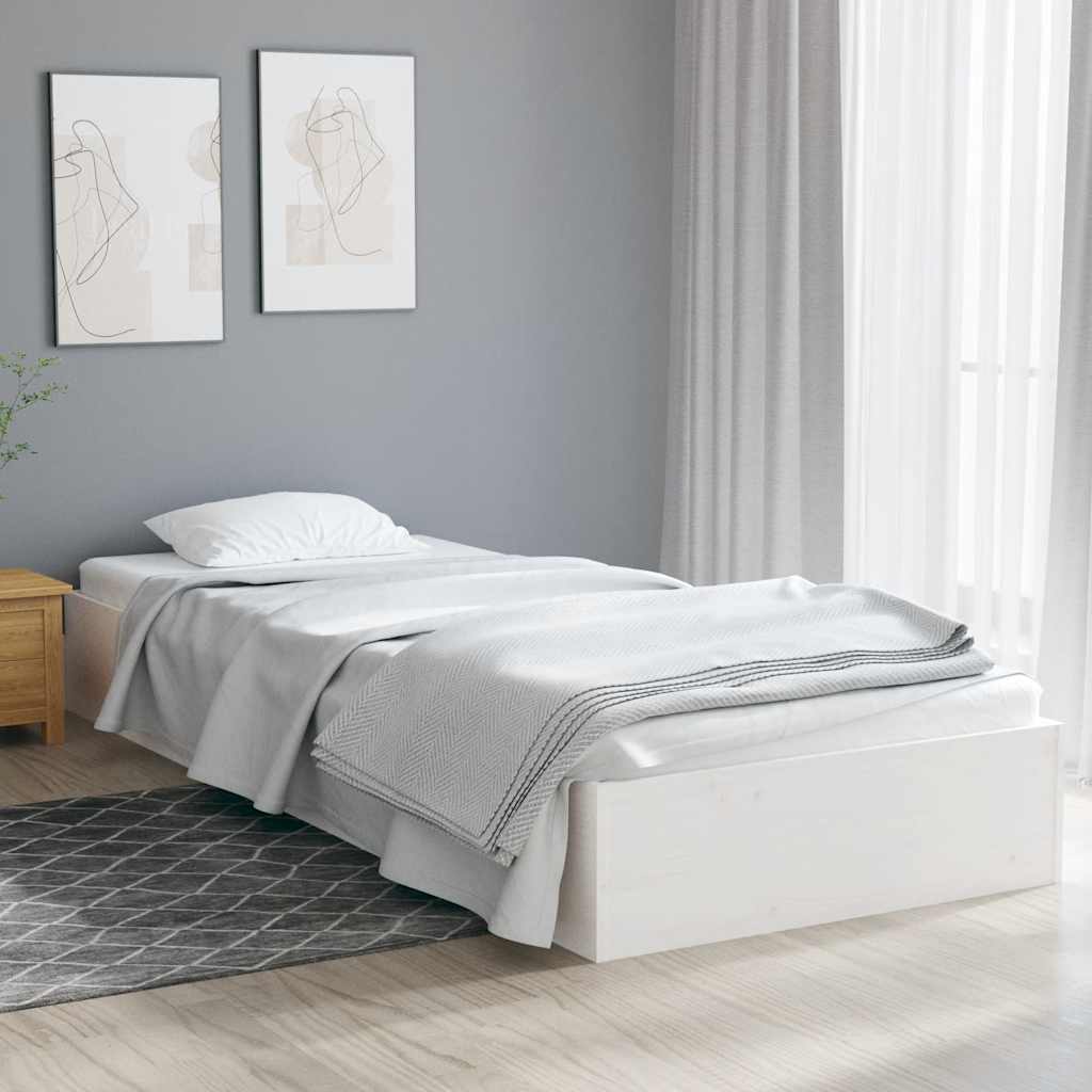 Okvir za krevet od masivnog drva bijeli 75 x 190 cm mali