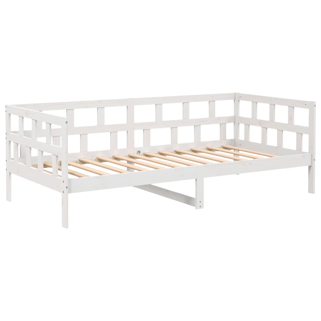 Dnevni ležaj bijeli od masivne borovine 90 x 200 cm