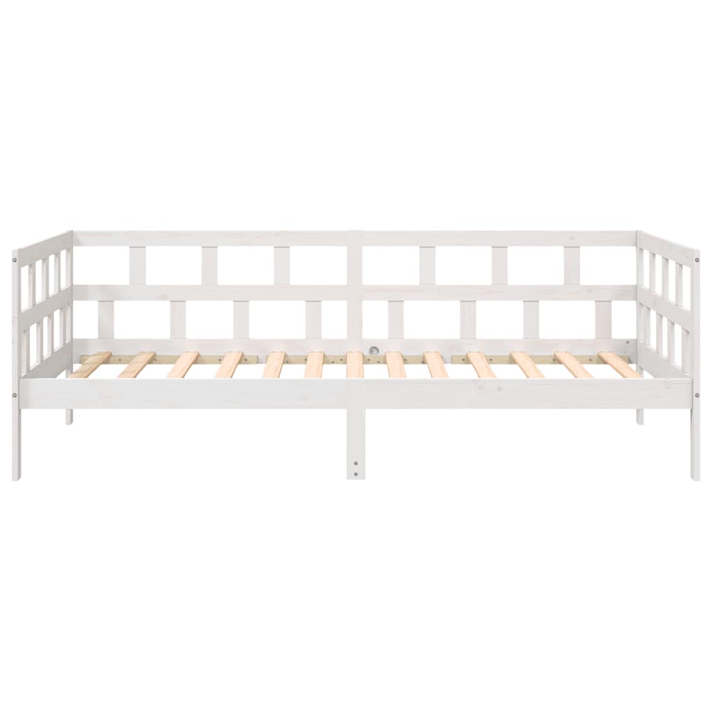 Dnevni ležaj bijeli od masivne borovine 90 x 200 cm