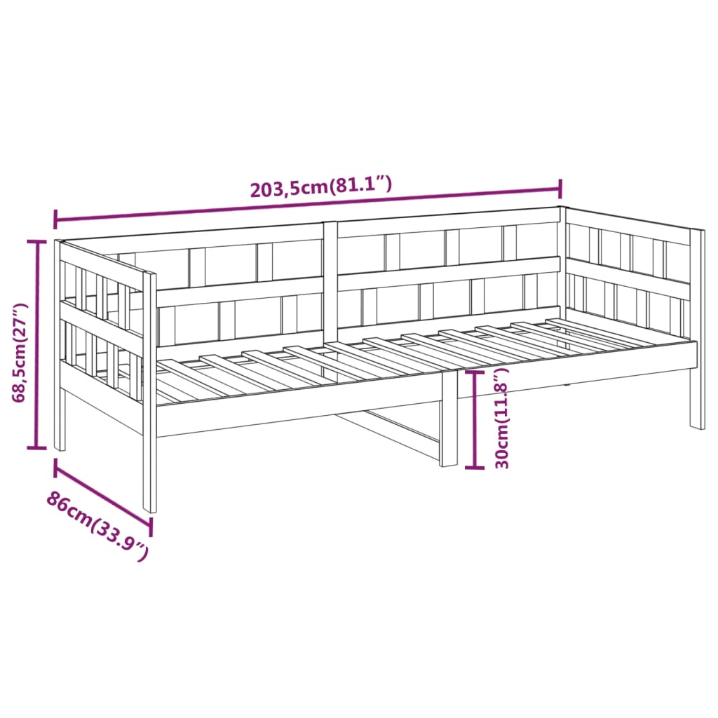 Dnevni ležaj od masivne borovine 80 x 200 cm