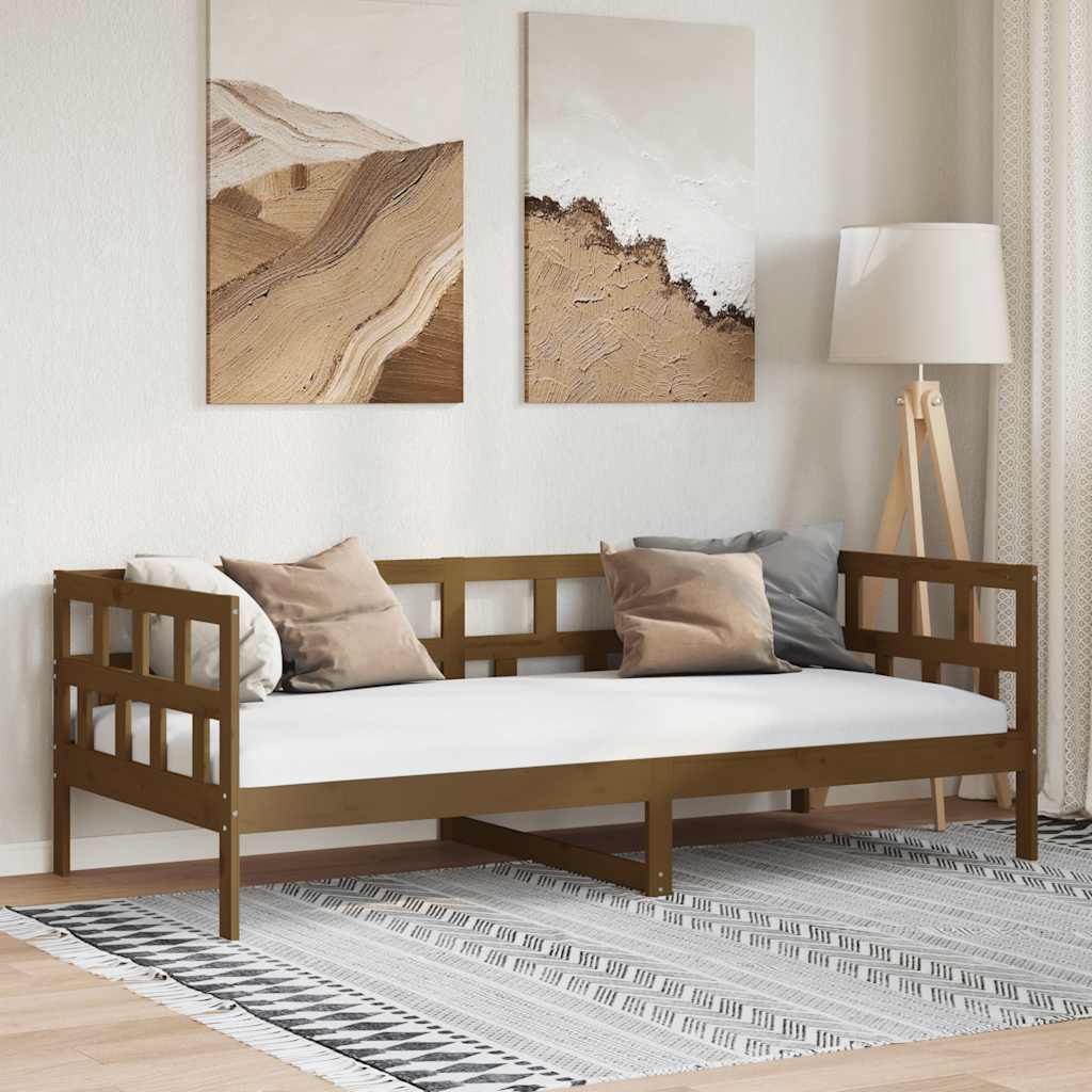 Dnevni ležaj od masivne borovine smeđa boja meda 80 x 200 cm