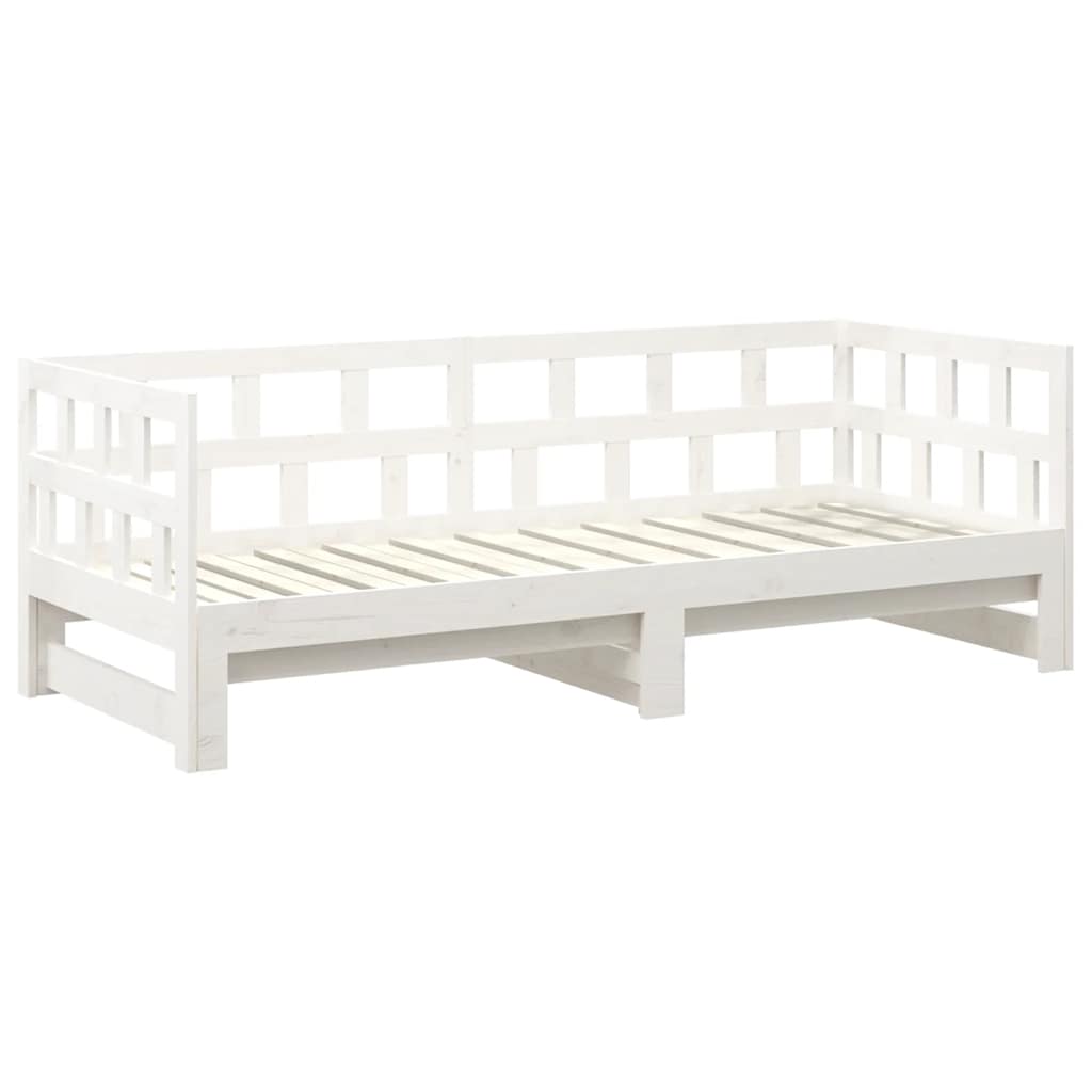 Dnevni ležaj na izvlačenje bijeli 2x(90x200)cm masivna borovina