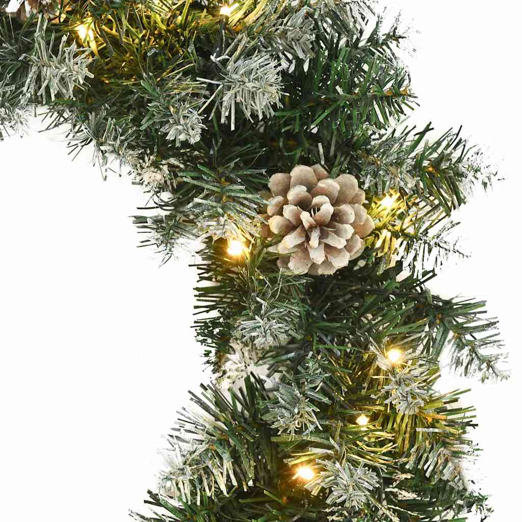 Božićni vijenac s LED svjetlima zeleni 45 cm PVC