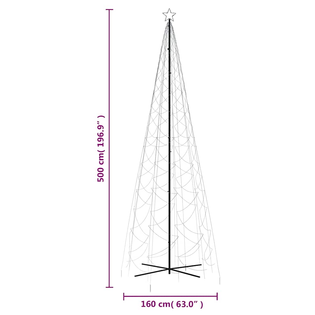 Stožasto božićno drvce hladno bijelo 1400 LED žarulja 160x500cm