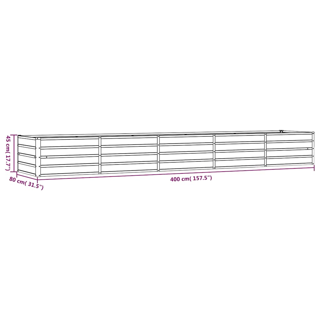Povišena vrtna gredica boja hrđe 400 x 80 x 45 cm čelik COR-TEN