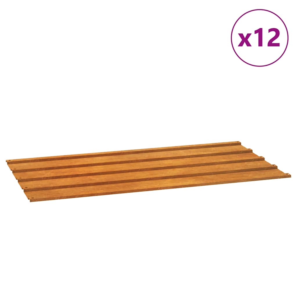 Krovni paneli 12 kom boja hrđe 80 x 44 cm od čelika COR-TEN