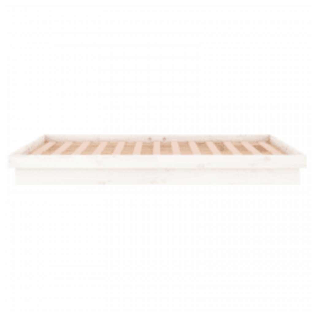 LED Okvir za krevet bijeli 140 x 200 cm od masivnog drva