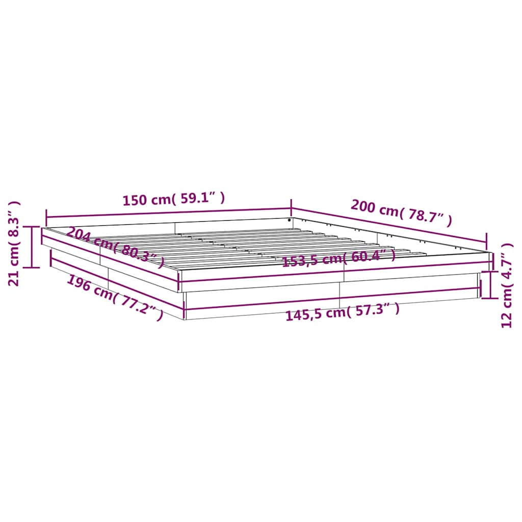 LED okvir kreveta 150 x 200 cm veliki bračni od masivnog drva